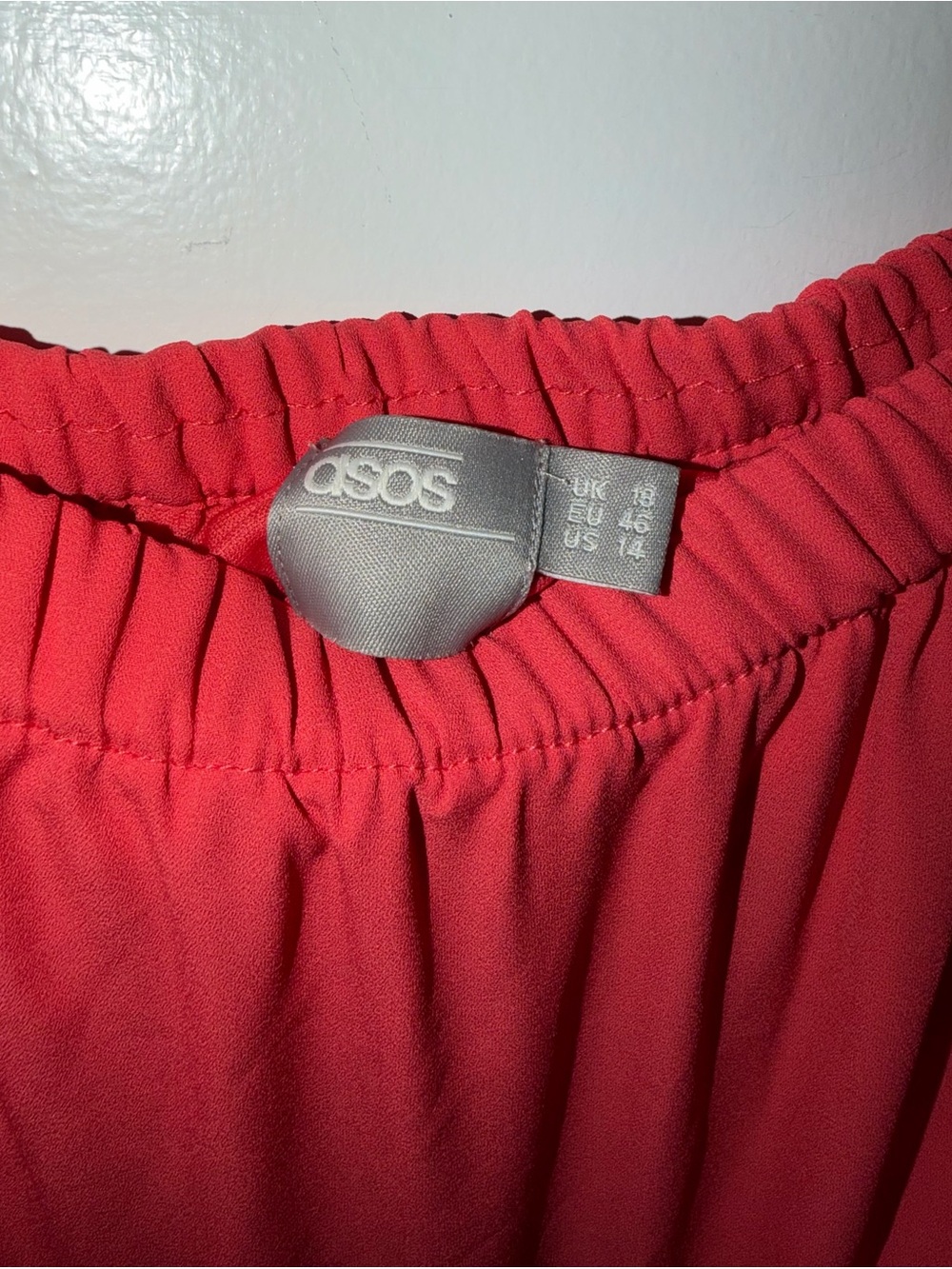 ASOS Off-Shoulder Red Orange Ruffle Dress - Picture 3 of 5